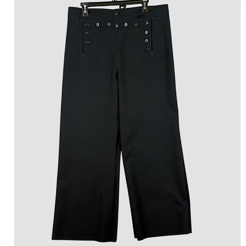 DSCP US Navy Vintage 13 Button Trousers Mens 37R Black Wool Sailor Bellbottoms